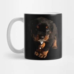 Cute Rottweiler Puppy Drooling Milk Mug